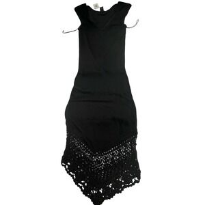 Guess Collection Women Dress Handkerchief Hem Black Rayon Small